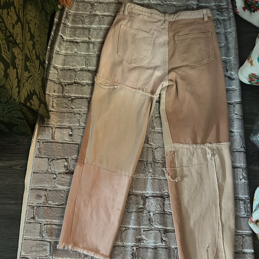 Shein 70s Style Pink Patchwork Deconstructed Jean… - image 4